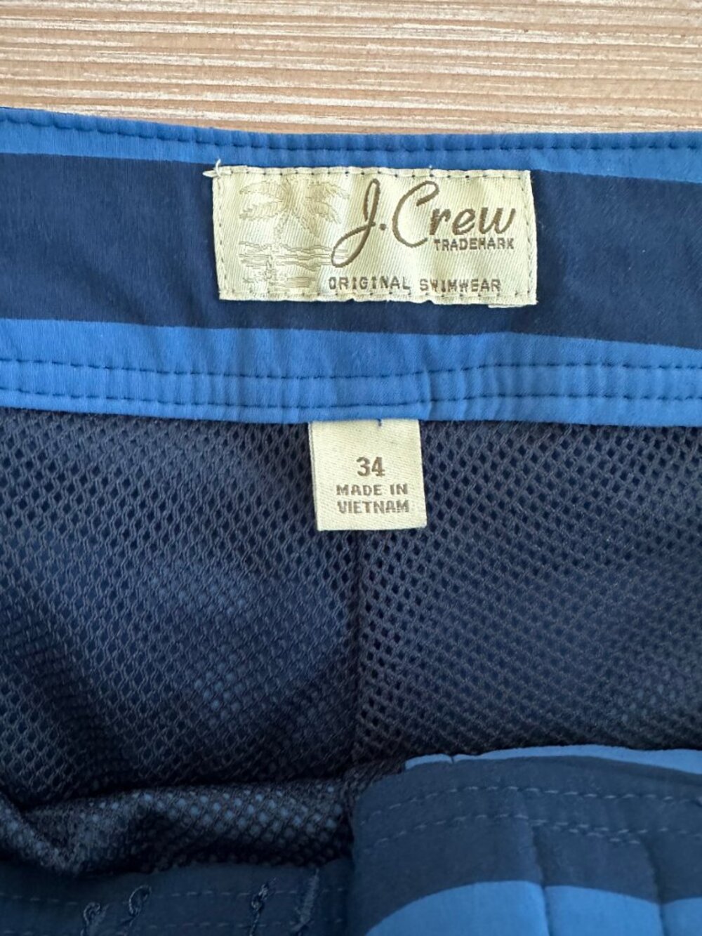 J. Crew Mens Blue Striped Swim Trunks - Size 34 - Picture 6 of 6